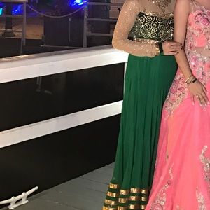 Green and gold indian gown dress